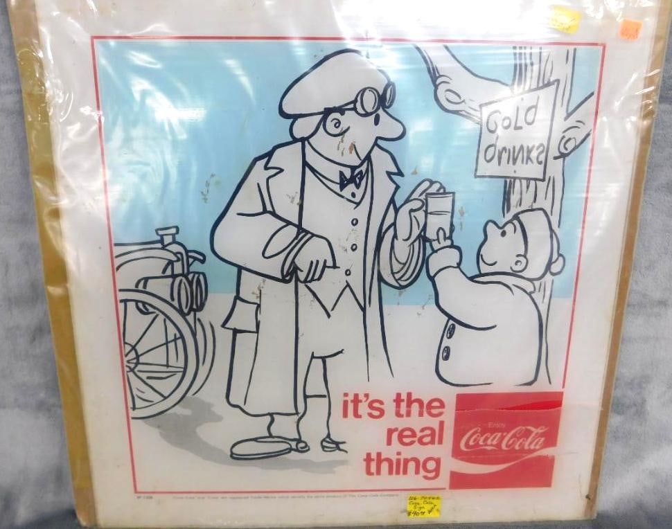 Very Rare 1972 NRA Show Coca Cola Backlit Panel - 15" x 15" "Travel Refreshed": Only Released For The 1972 National Restaurant Association Show - This One Has Some Paint Chips on The Reverse Side - See Photos For Condition and Details