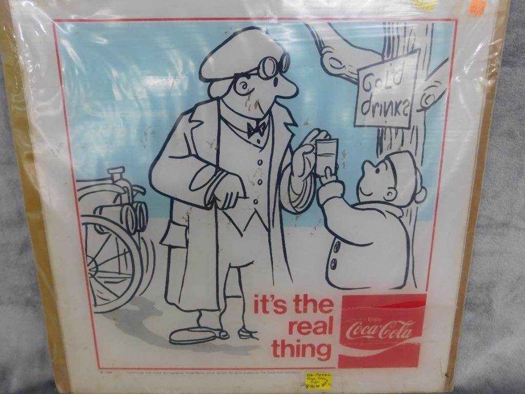 Very Rare 1972 NRA Show Coca Cola Backlit Panel - 15" x 15" "Travel Refreshed" - 9
