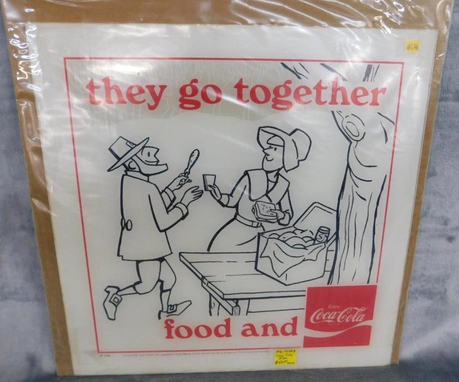 Very Rare 1972 NRA Show Coca Cola Backlit Panel - 15" x 15" "Cold Drinks": Only Released For The 1972 National Restaurant Association Show - This One Has Some Paint Chips on The Reverse Side - See Photos For Condition and Details