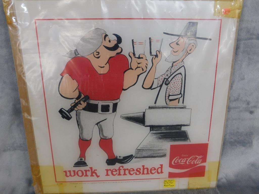 Very Rare 1972 NRA Show Coca Cola Backlit Panel - 15" x 15" "They Go Together" - 8