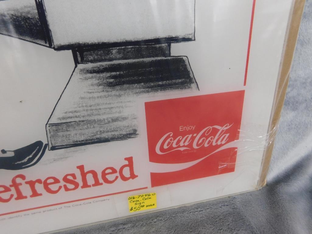 Very Rare 1972 NRA Show Coca Cola Backlit Panel - 15" x 15" "Work Refreshed" - 5