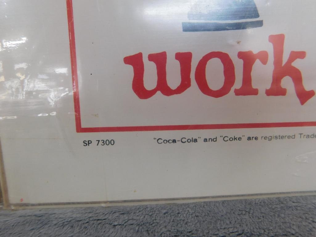Very Rare 1972 NRA Show Coca Cola Backlit Panel - 15" x 15" "Work Refreshed" - 6