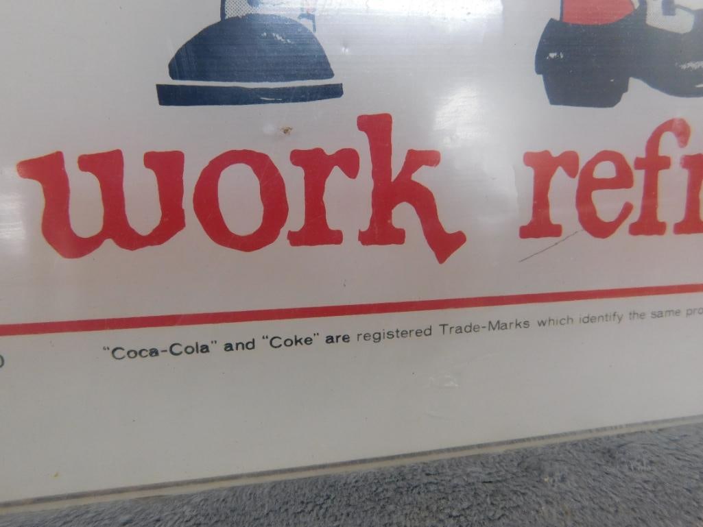 Very Rare 1972 NRA Show Coca Cola Backlit Panel - 15" x 15" "Work Refreshed" - 7