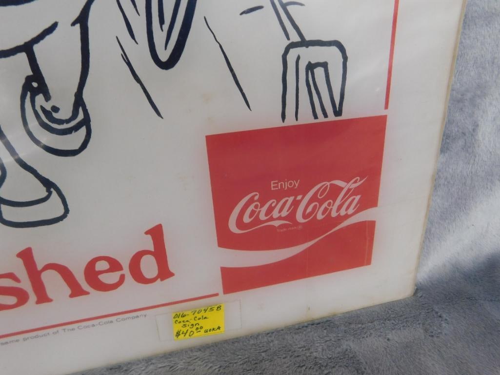 Very Rare 1972 NRA Show Coca Cola Backlit Panel - 15" x 15" "Work Refreshed" - 5