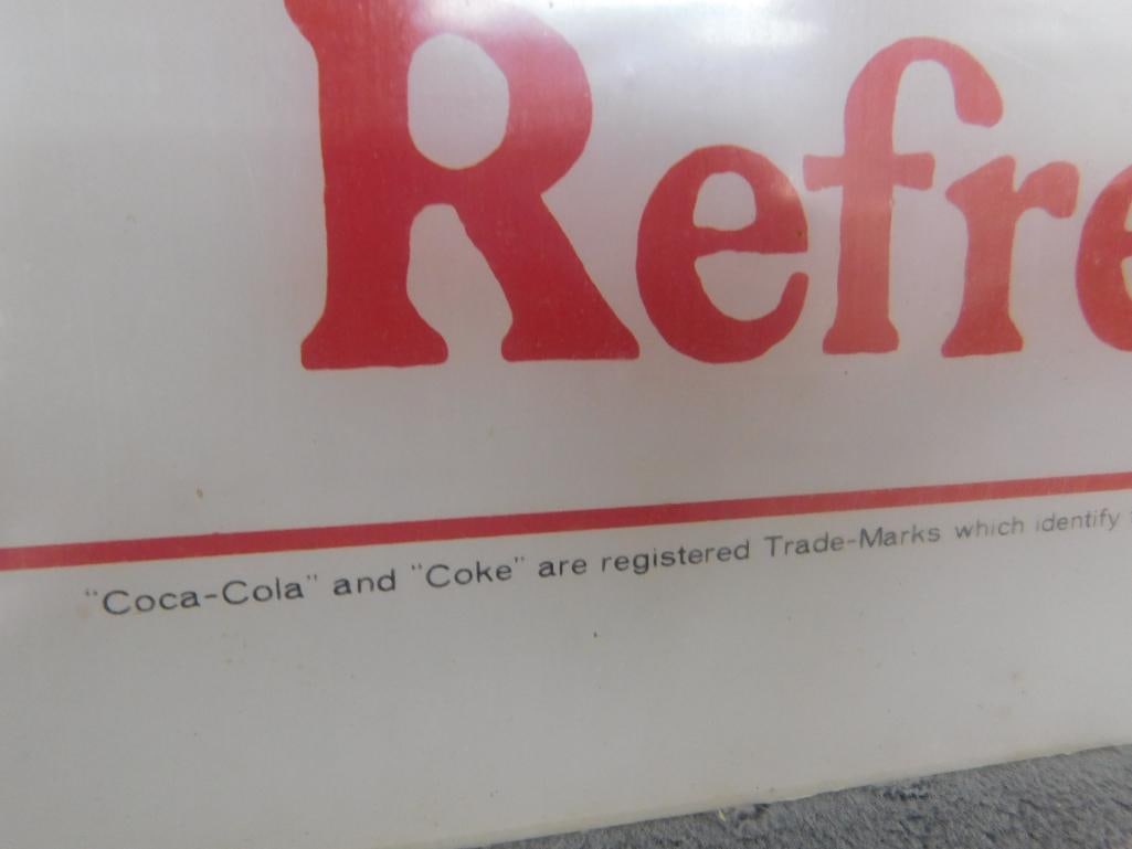 Very Rare 1972 NRA Show Coca Cola Backlit Panel - 15" x 15" "Work Refreshed" - 7