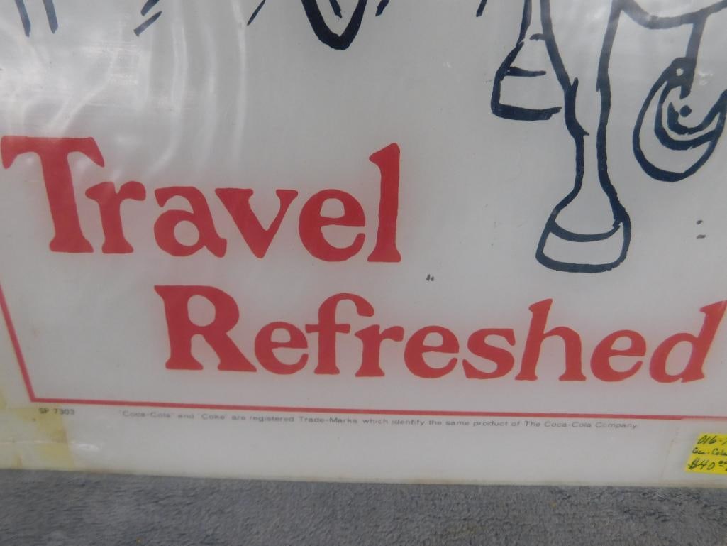 Very Rare 1972 NRA Show Coca Cola Backlit Panel - 15" x 15" "Travel Refreshed" - 4
