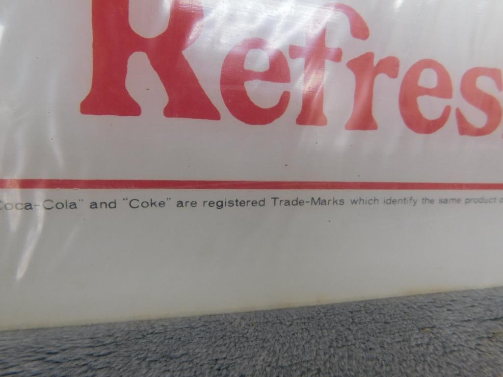 Very Rare 1972 NRA Show Coca Cola Backlit Panel - 15" x 15" "Travel Refreshed" - 7