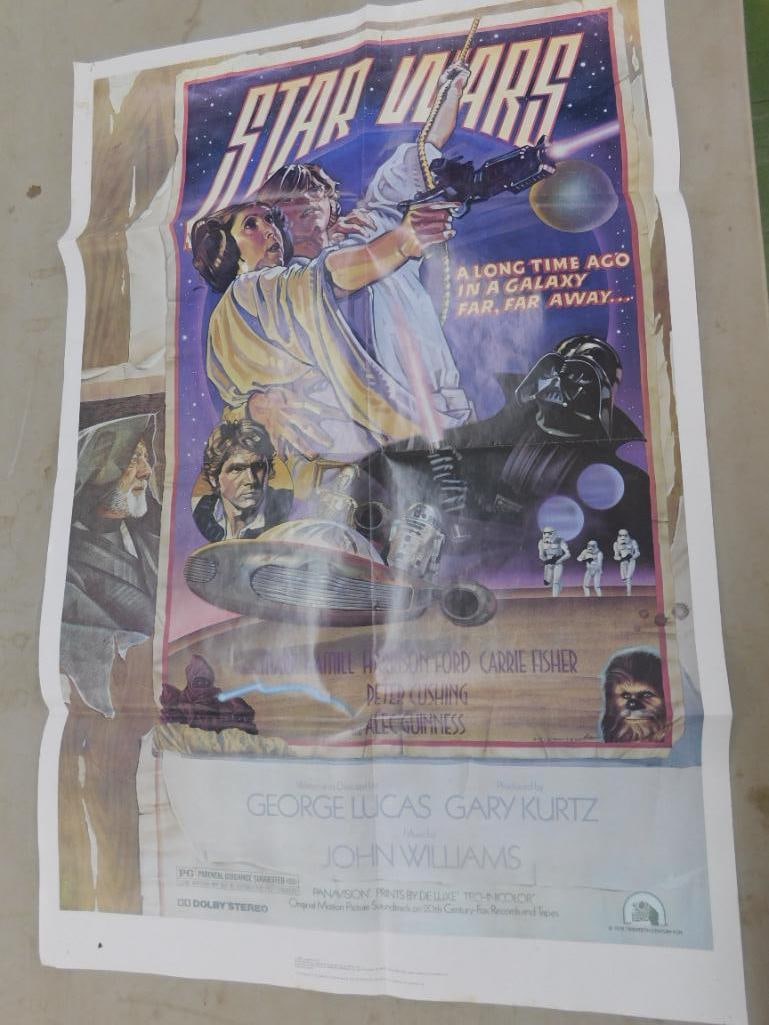 1982 Star Wars Re-release Poster - 34" x 22" - Pin Holes: See Photos For Condition and Details