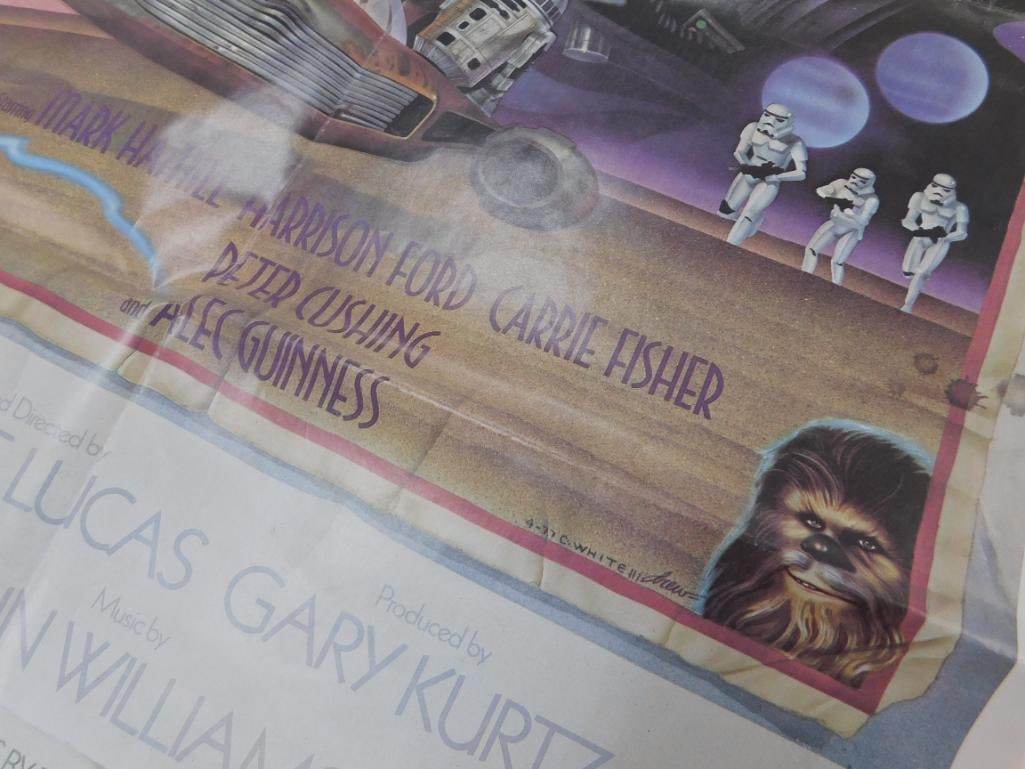 1982 Star Wars Re-release Poster - 34" x 22" - Pin Holes - 7