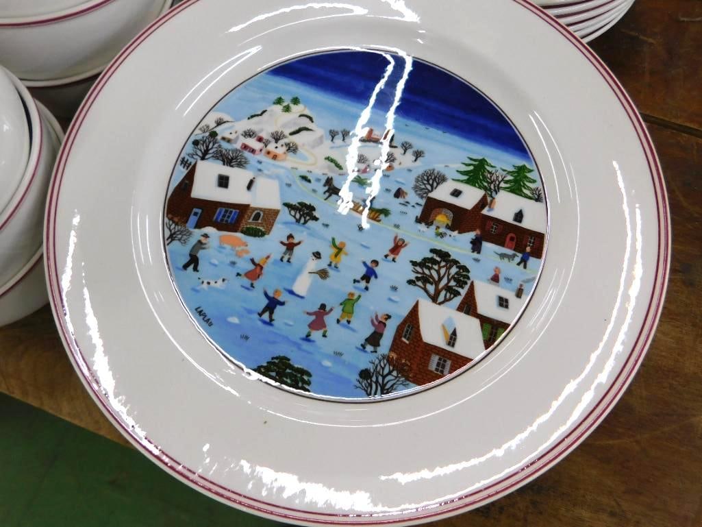 21 Piece Villeroy and Boch Plateware Set - Service For 6 - "Naif Christmas" Pattern - 2