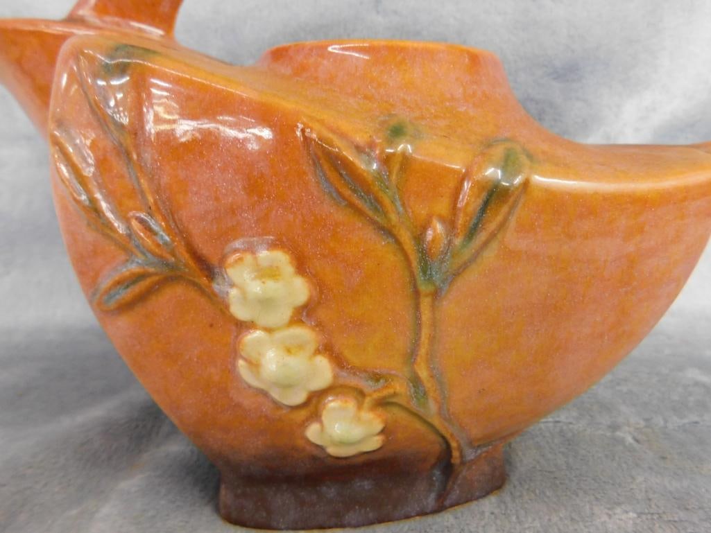 Roseville - #271P - Apple Blossom Teapot - Terra Cotta - 7" x 9.5" x 4" - 2