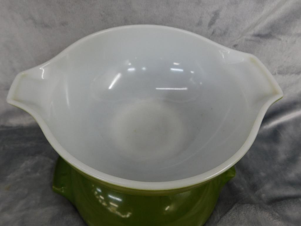 Pyrex Green Mixing Bowls - Some Wear - 8.75" and 10.5" - 2