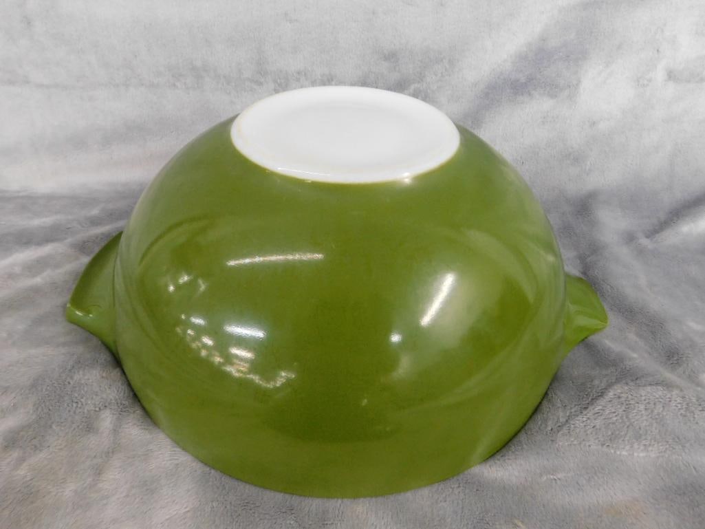 Pyrex Green Mixing Bowls - Some Wear - 8.75" and 10.5" - 4