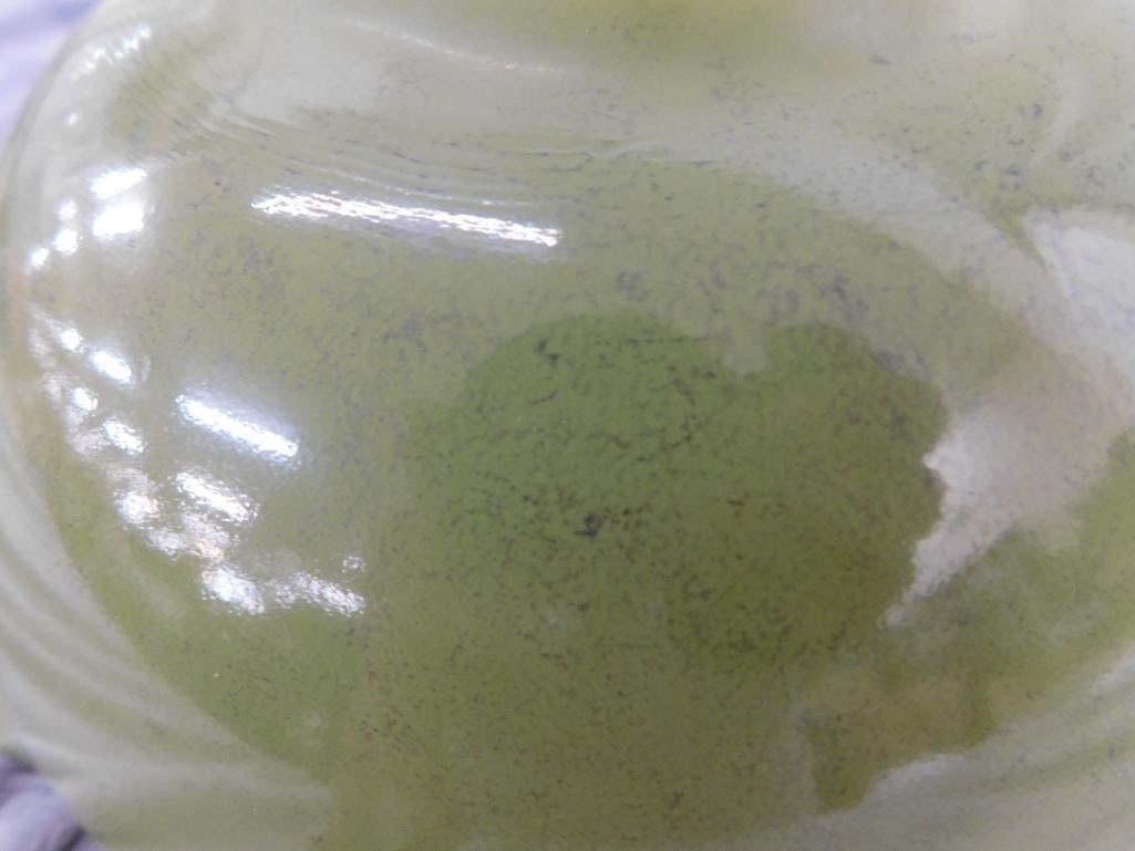 Pyrex Green Mixing Bowls - Some Wear - 8.75" and 10.5" - 5