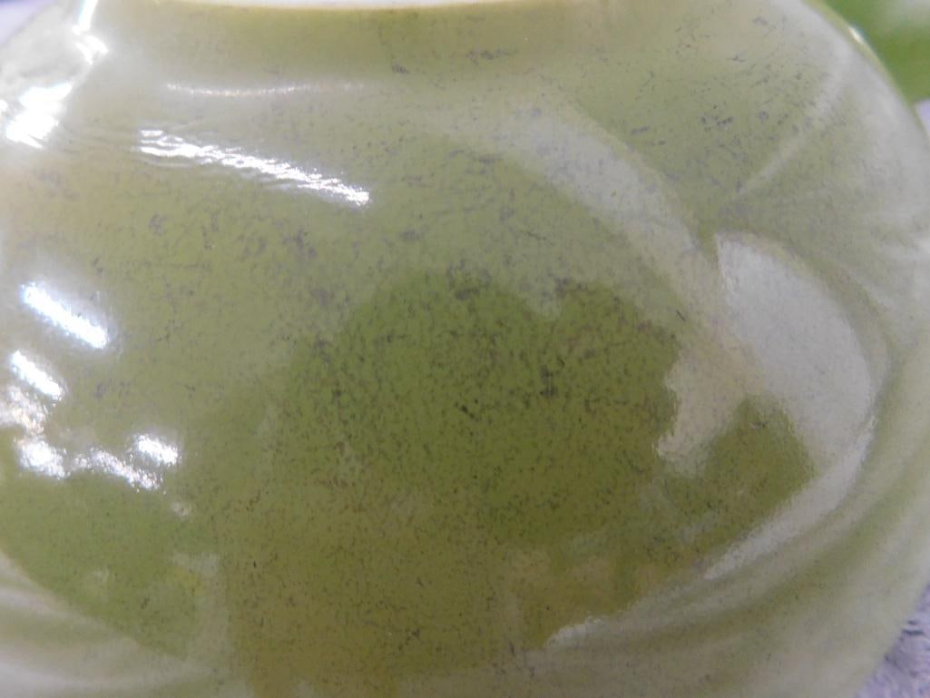 Pyrex Green Mixing Bowls - Some Wear - 8.75" and 10.5" - 6