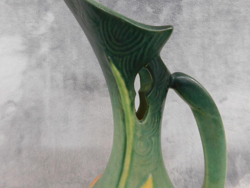 Roseville Ewer - 23-10" - Zephyr Lily Pattern - Green - 10.75" x 5.5" - 2