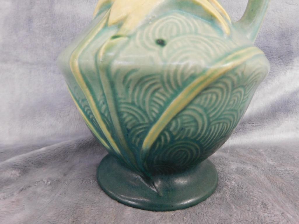 Roseville Ewer - 23-10" - Zephyr Lily Pattern - Green - 10.75" x 5.5" - 4