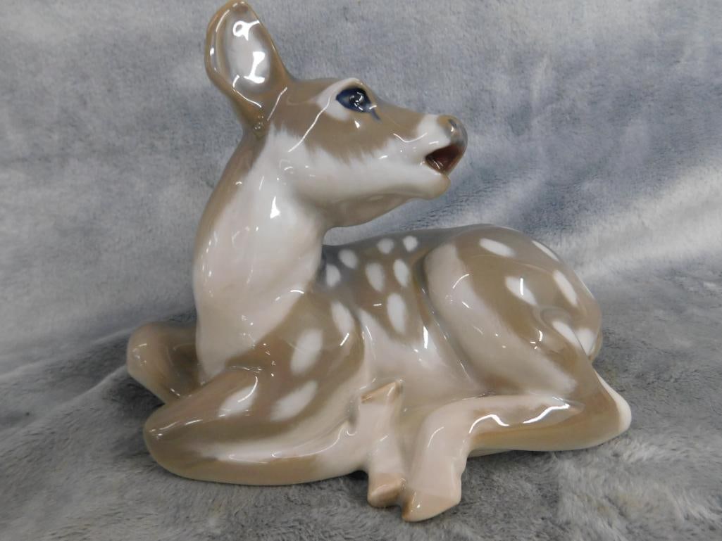 Royal Copenhagen Porcelain Figure - Fawn - 5" x 6.25" x 5" - 10