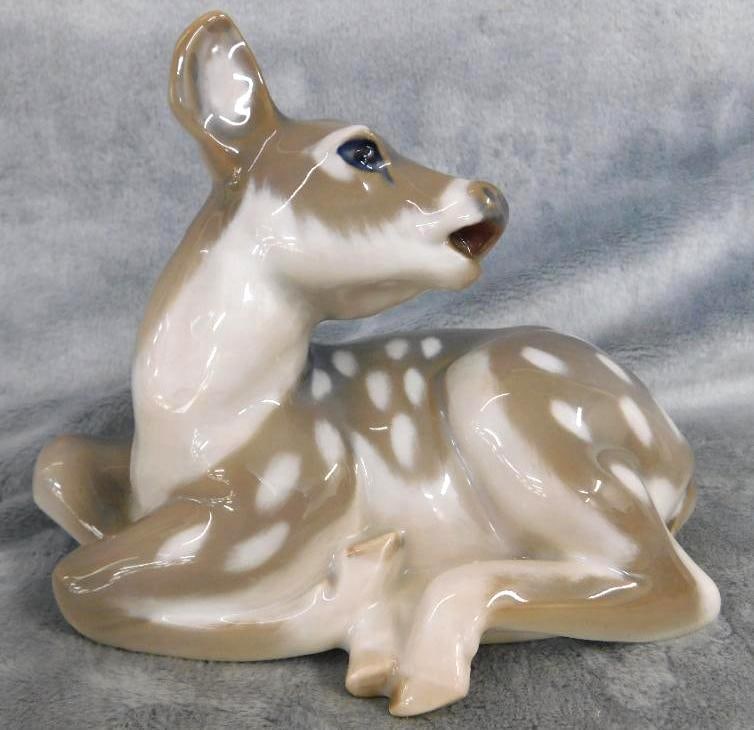 Royal Copenhagen Porcelain Figure - Fawn - 5" x 6.25" x 5": See Photos For Condition and Details