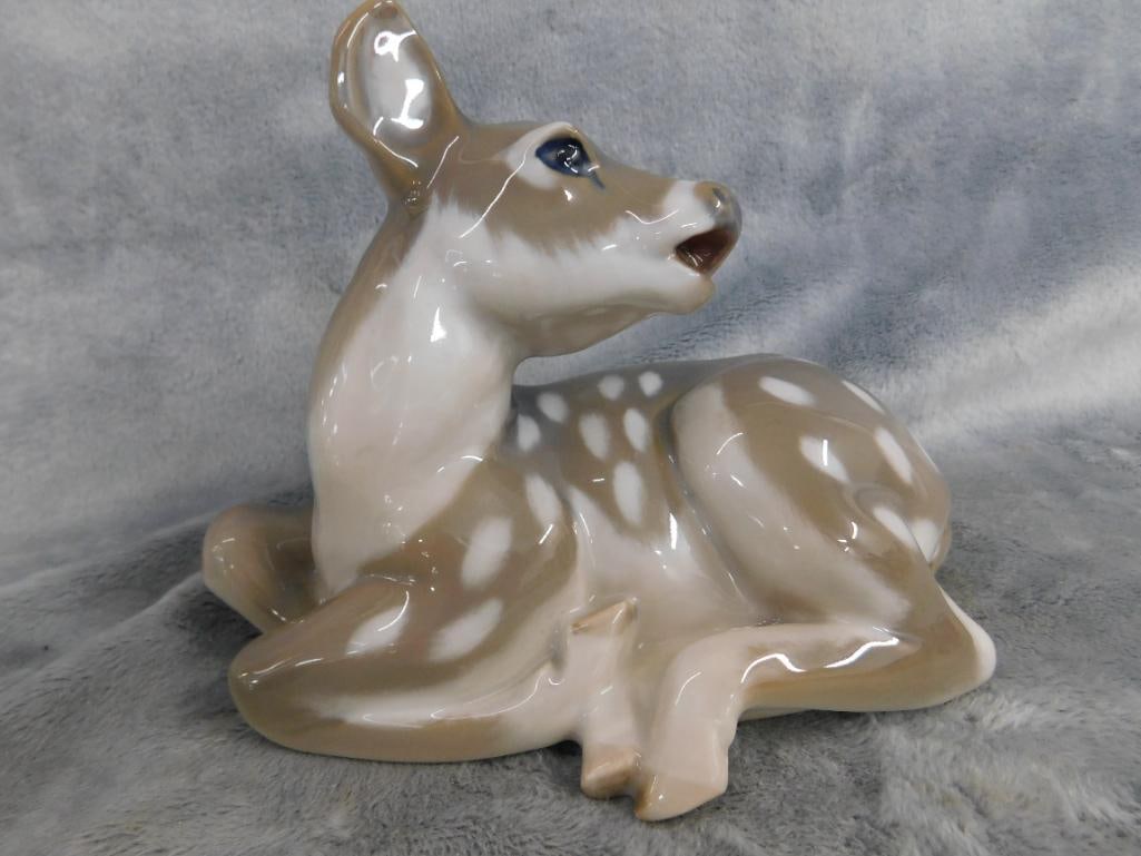 Royal Copenhagen Porcelain Figure - Fawn - 5" x 6.25" x 5" - 9