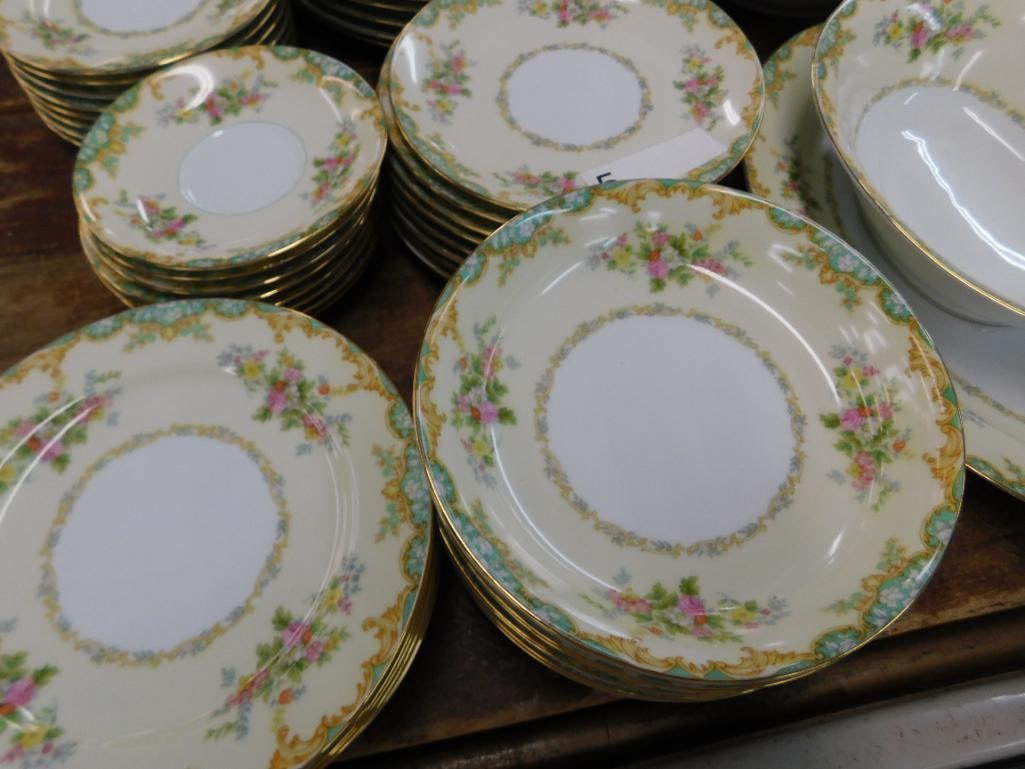 72 Piece Noritake Chine Set - Jasmine Pattern - Almost Service For 8 - Sugar Cap Missing - 13