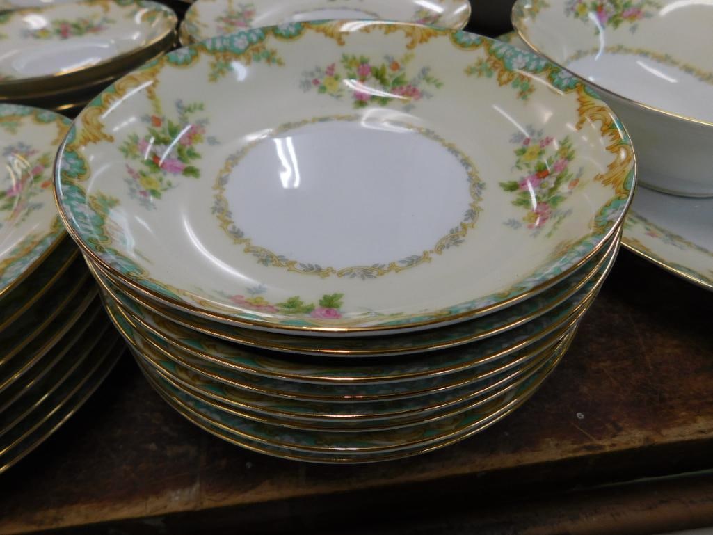 72 Piece Noritake Chine Set - Jasmine Pattern - Almost Service For 8 - Sugar Cap Missing - 3