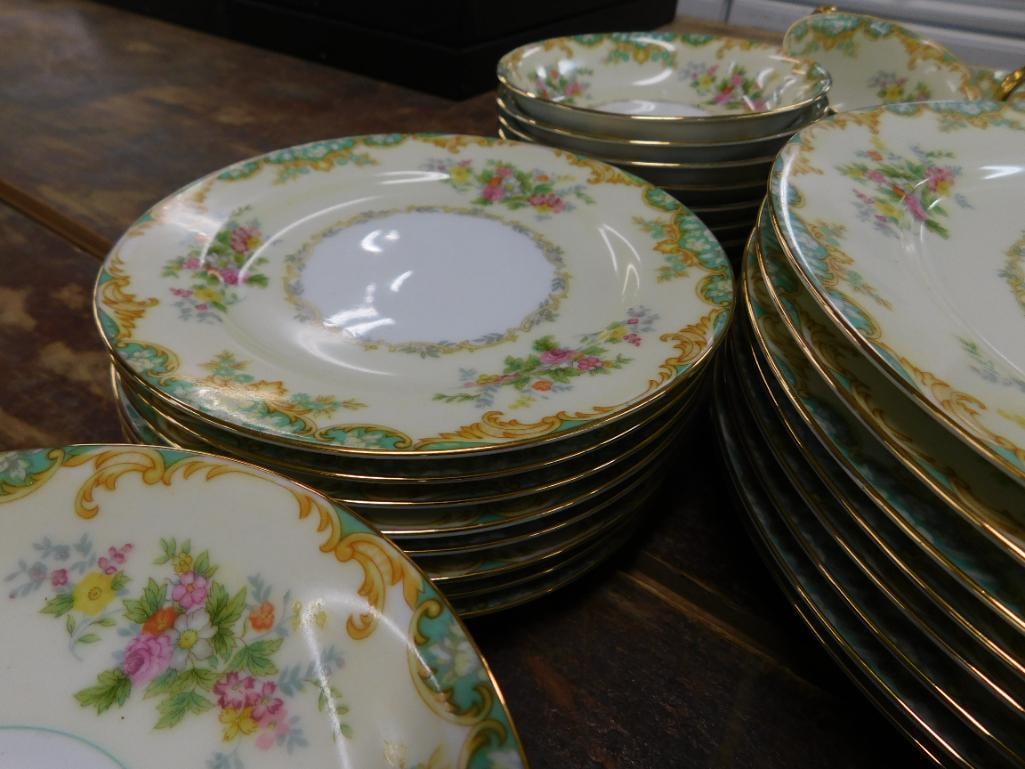 72 Piece Noritake Chine Set - Jasmine Pattern - Almost Service For 8 - Sugar Cap Missing - 7