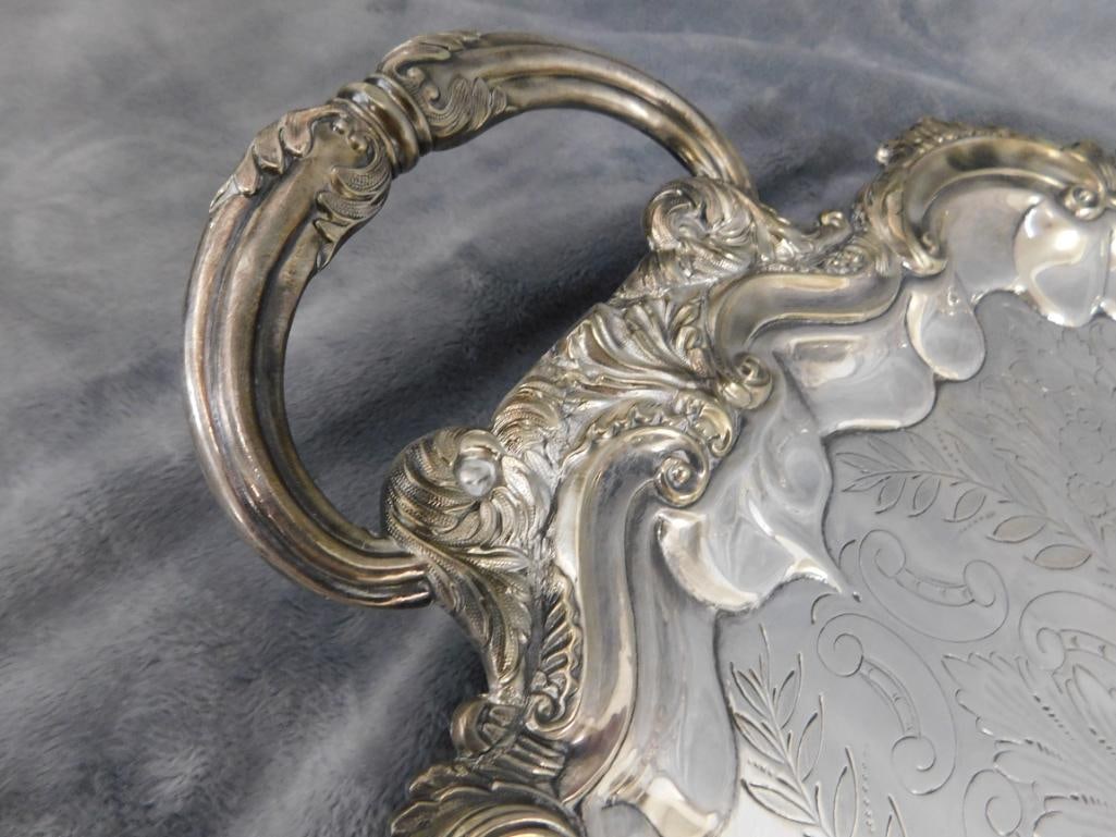 Vintage 5 Piece Silver Over Copper Coffee and Tea Set with Tray - 10