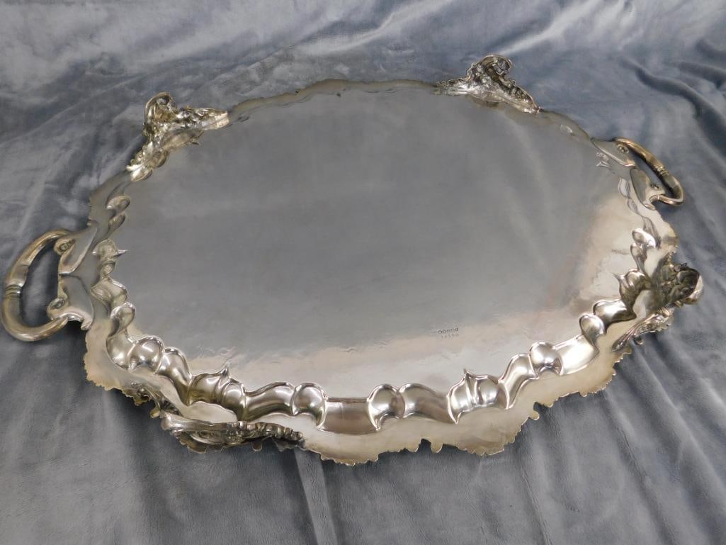Vintage 5 Piece Silver Over Copper Coffee and Tea Set with Tray - 14
