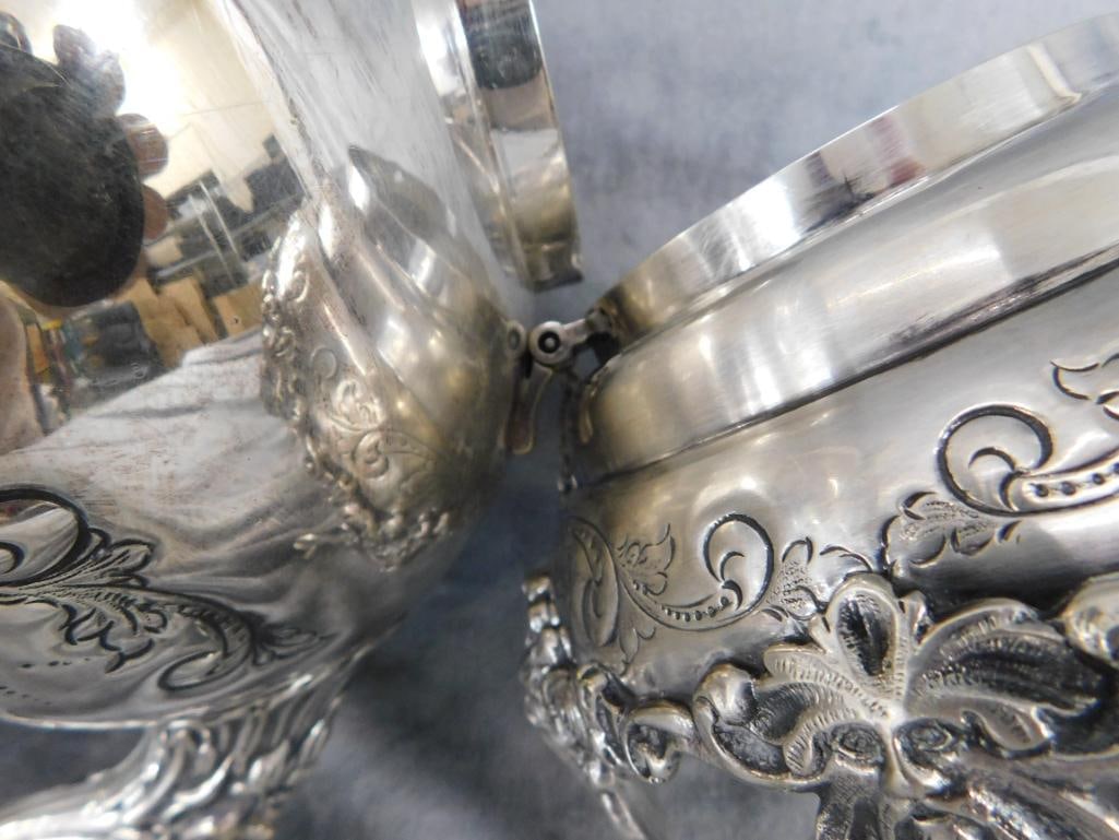 Vintage Silver Over Copper Tilting Coffee Pot - Marked Hand Chased - England - 10