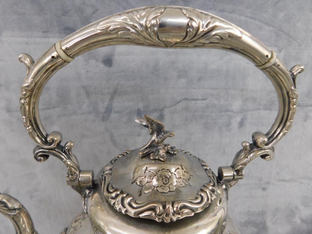 Vintage Silver Over Copper Tilting Coffee Pot - Marked Hand Chased - England - 13