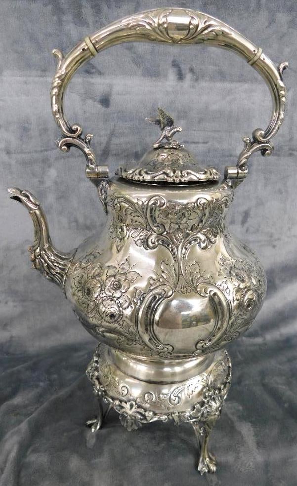 Vintage Silver Over Copper Tilting Coffee Pot - Marked Hand Chased - England: See Photos For Condition and Details