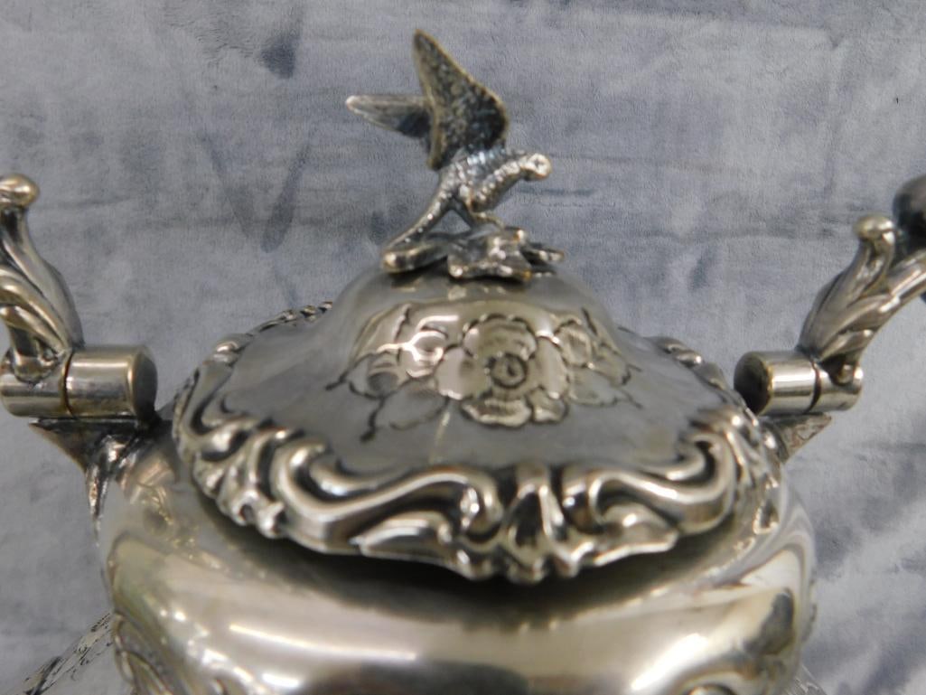 Vintage Silver Over Copper Tilting Coffee Pot - Marked Hand Chased - England - 3