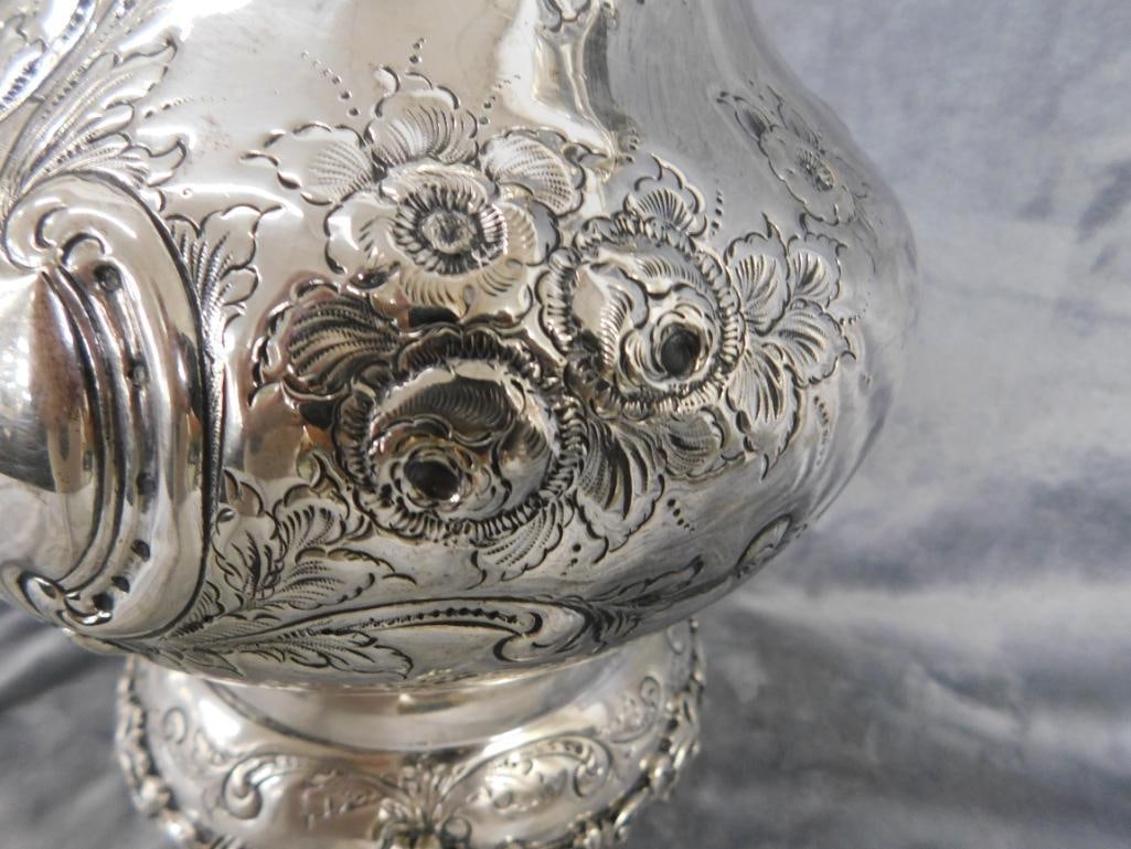 Vintage Silver Over Copper Tilting Coffee Pot - Marked Hand Chased - England - 7