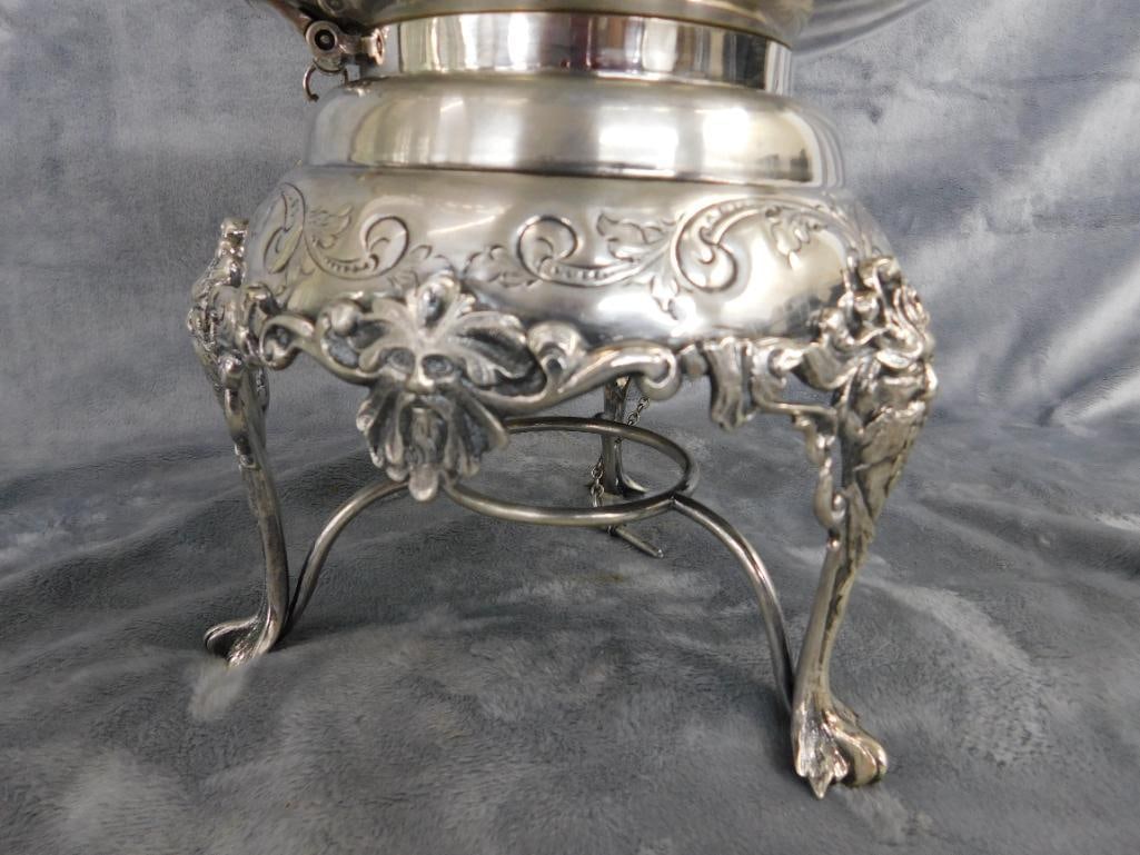 Vintage Silver Over Copper Tilting Coffee Pot - Marked Hand Chased - England - 8