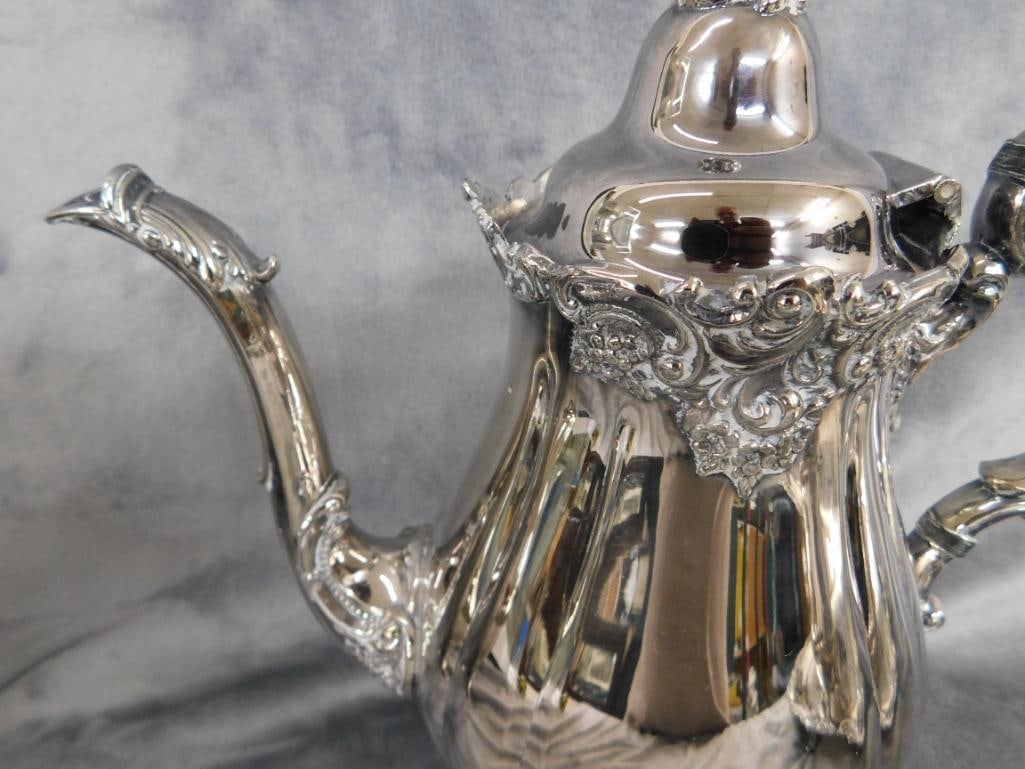 Vintage 6 Piece Wallace Silver Plate Coffee and Tea Set - Baroque Pattern - 11