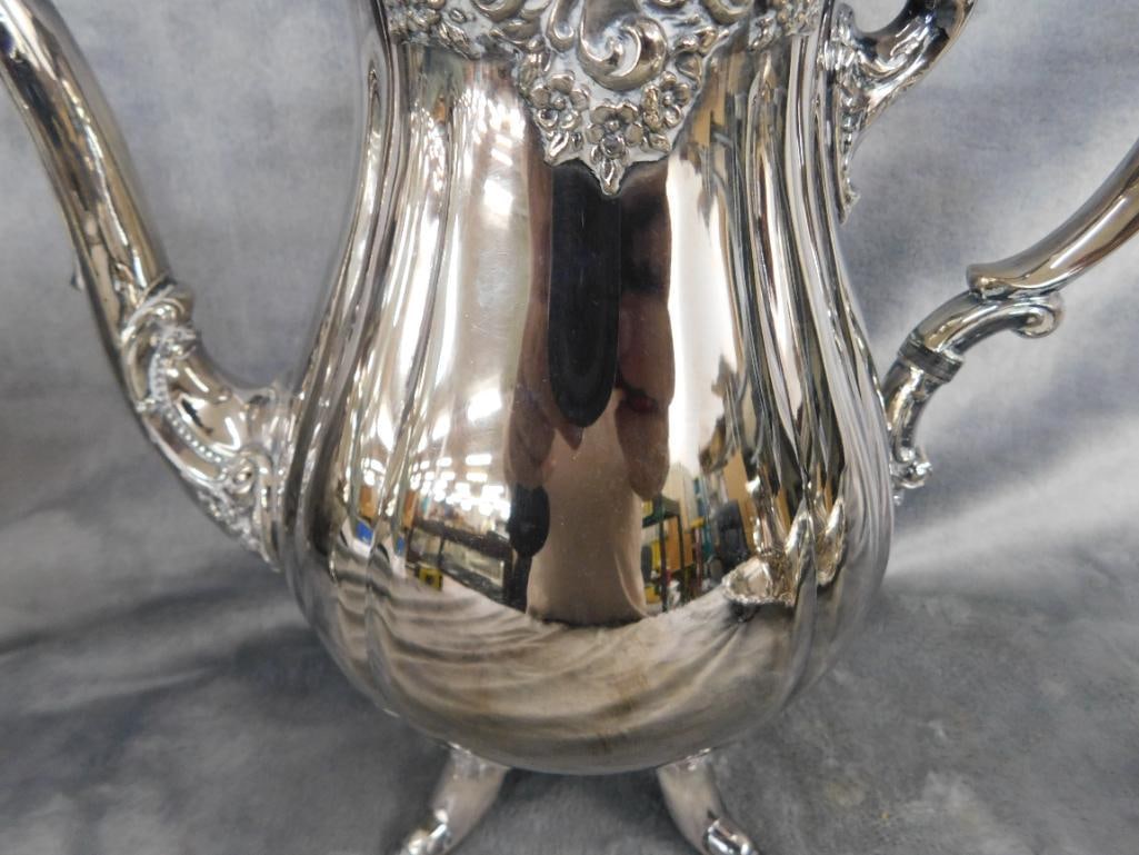 Vintage 6 Piece Wallace Silver Plate Coffee and Tea Set - Baroque Pattern - 12