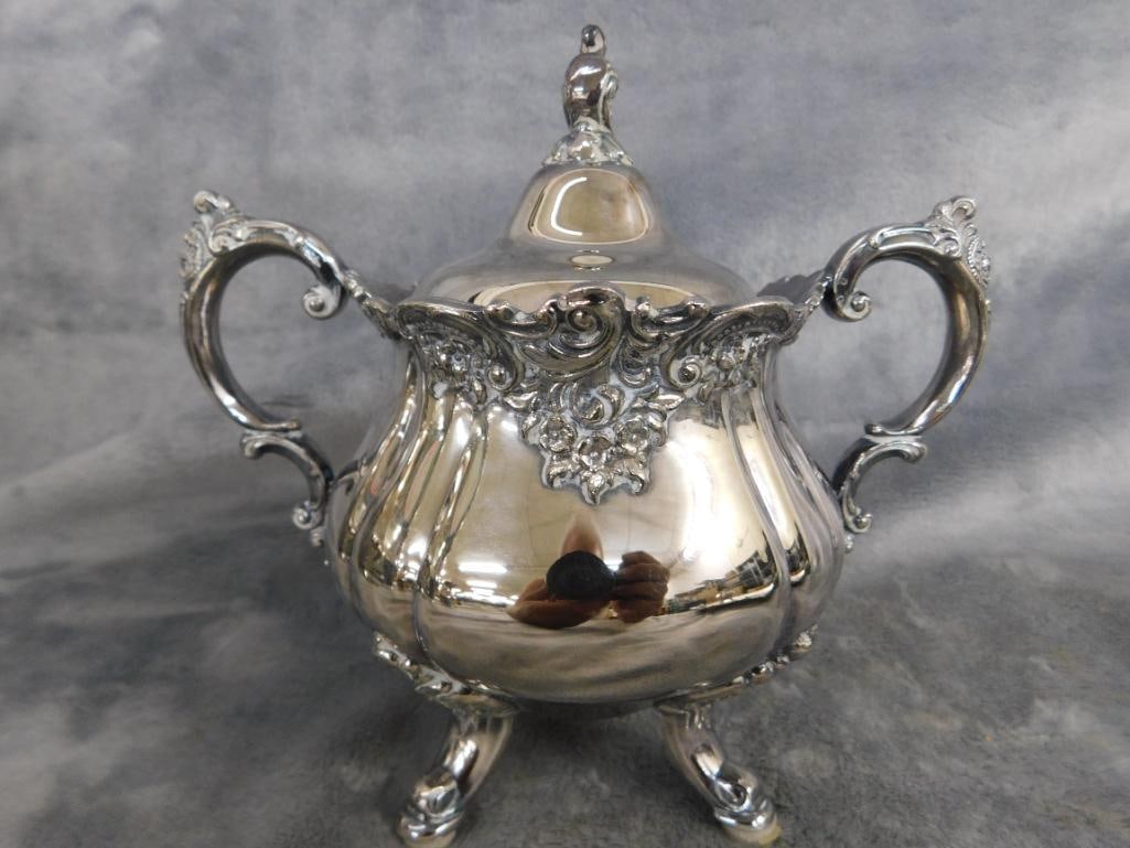 Vintage 6 Piece Wallace Silver Plate Coffee and Tea Set - Baroque Pattern - 17