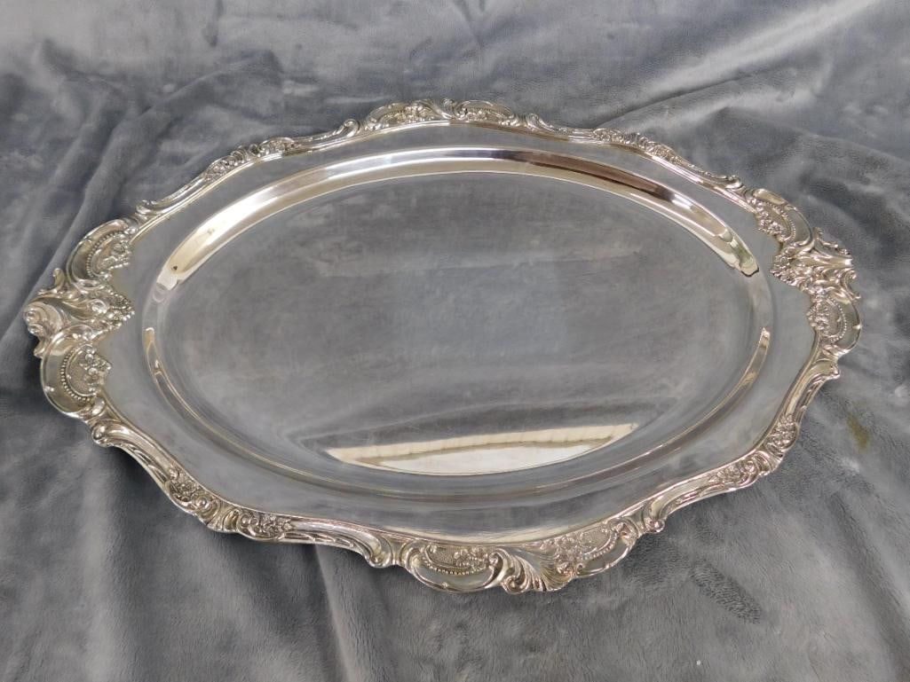 Vintage Wallace Silver Plate Tray - Baroque Pattern - 19.5" x 13.5" - 10