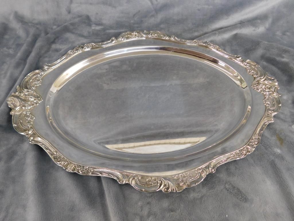 Vintage Wallace Silver Plate Tray - Baroque Pattern - 19.5" x 13.5" - 11