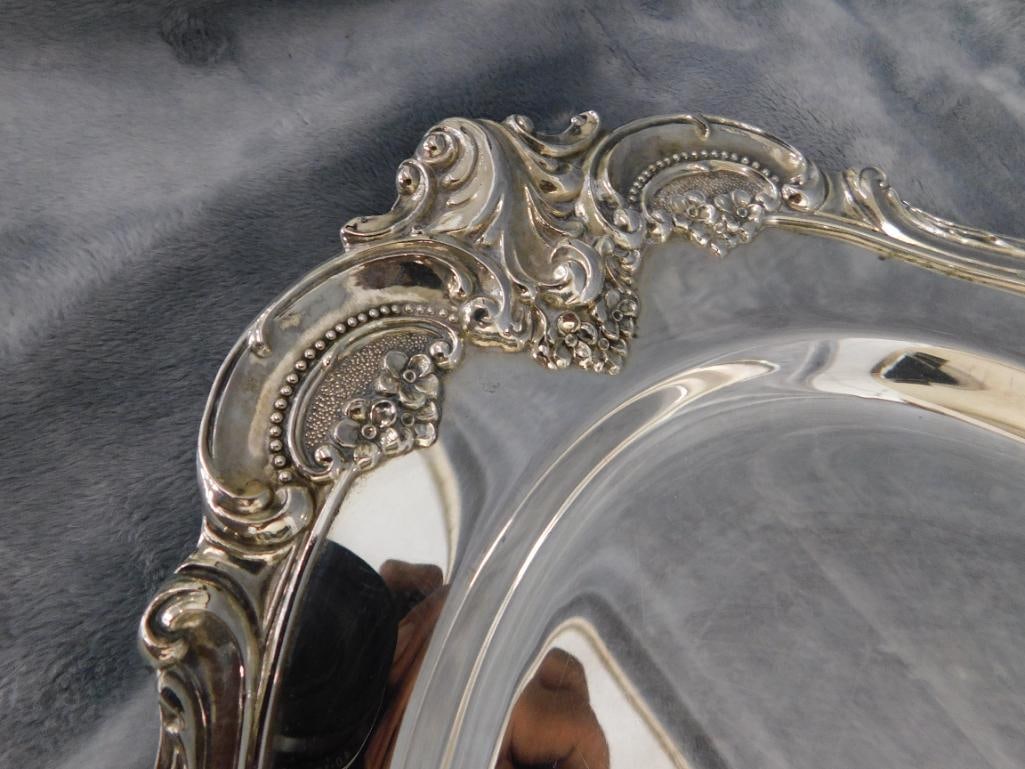 Vintage Wallace Silver Plate Tray - Baroque Pattern - 19.5" x 13.5" - 2