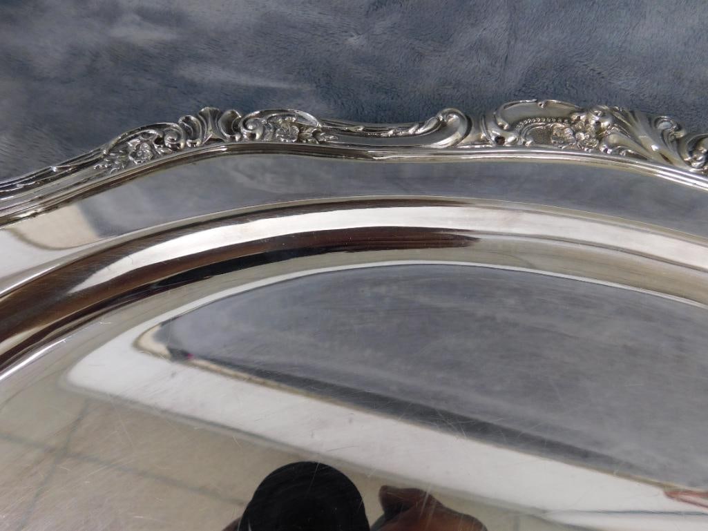 Vintage Wallace Silver Plate Tray - Baroque Pattern - 19.5" x 13.5" - 3