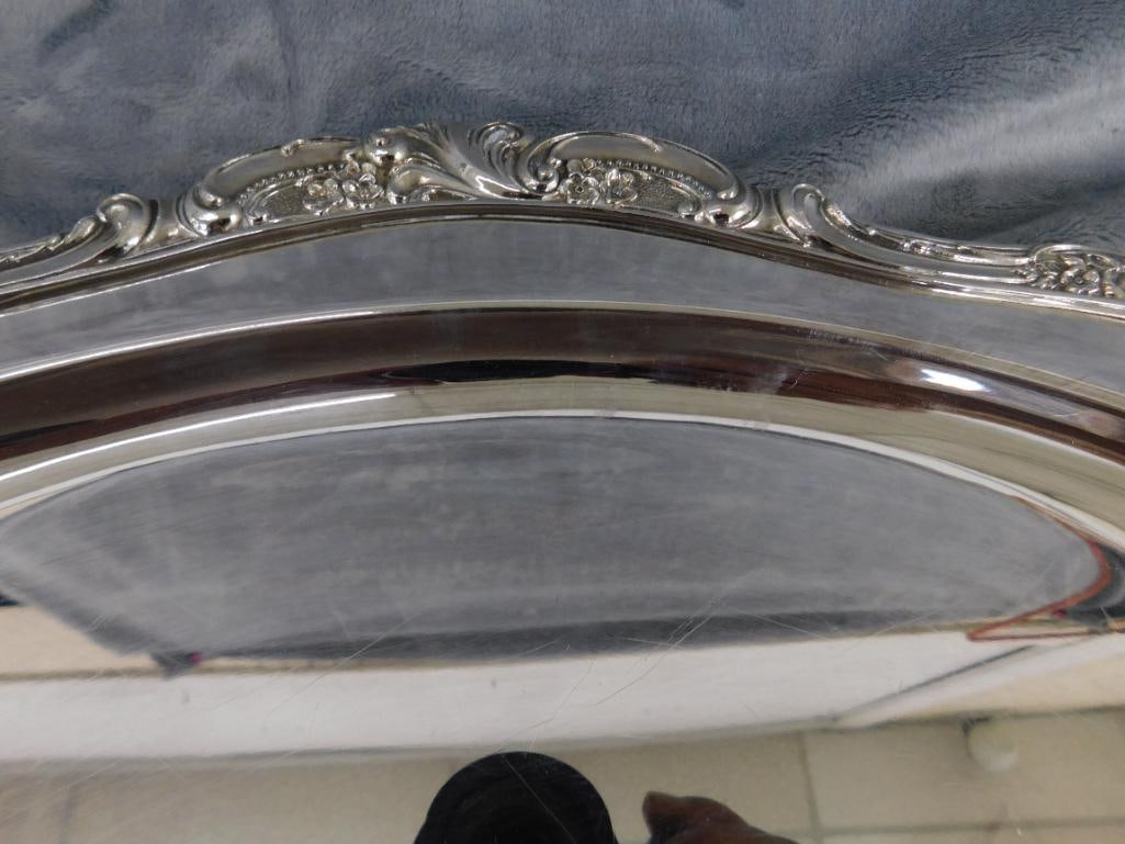 Vintage Wallace Silver Plate Tray - Baroque Pattern - 19.5" x 13.5" - 4