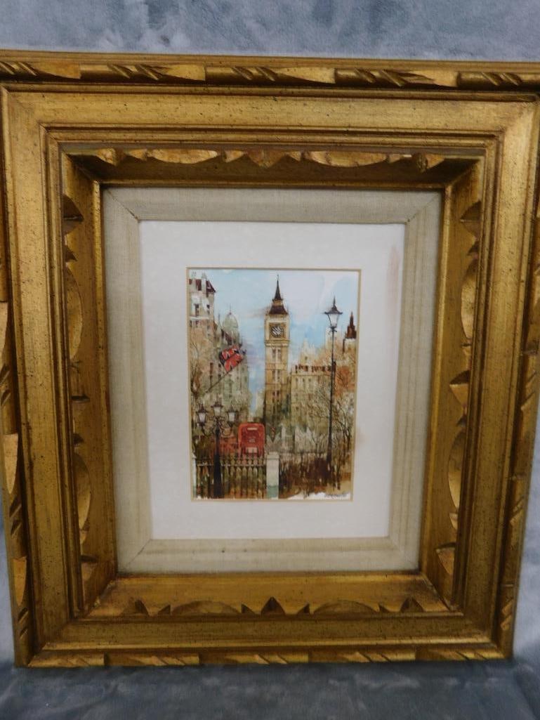 1995 Framed Watercolor - Big Ben - Signed - 18" x 16" - 11