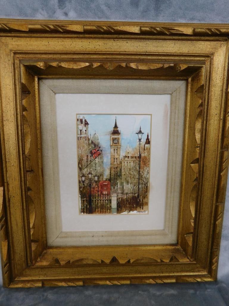 1995 Framed Watercolor - Big Ben - Signed - 18" x 16" - 12