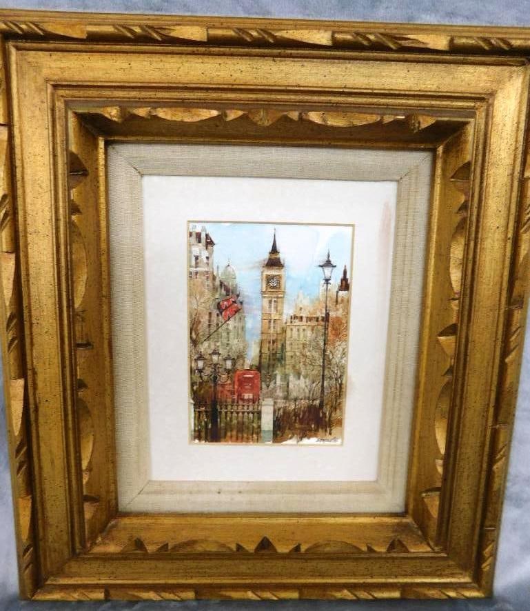1995 Framed Watercolor - Big Ben - Signed - 18" x 16": See Photos For Condition and Details