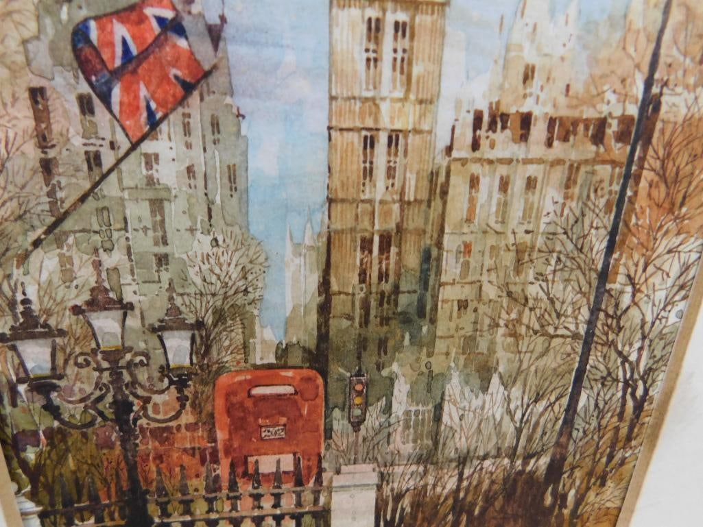 1995 Framed Watercolor - Big Ben - Signed - 18" x 16" - 5