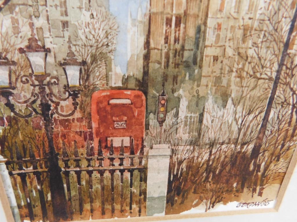 1995 Framed Watercolor - Big Ben - Signed - 18" x 16" - 6