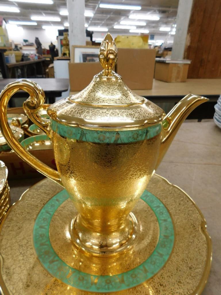 27 Piece Victoria Czechoslovakia China Dessert Set - 24K Gold Highlighted - 2