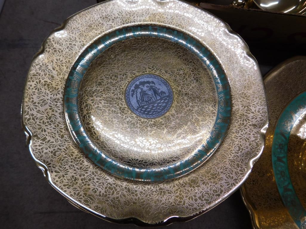 27 Piece Victoria Czechoslovakia China Dessert Set - 24K Gold Highlighted - 4